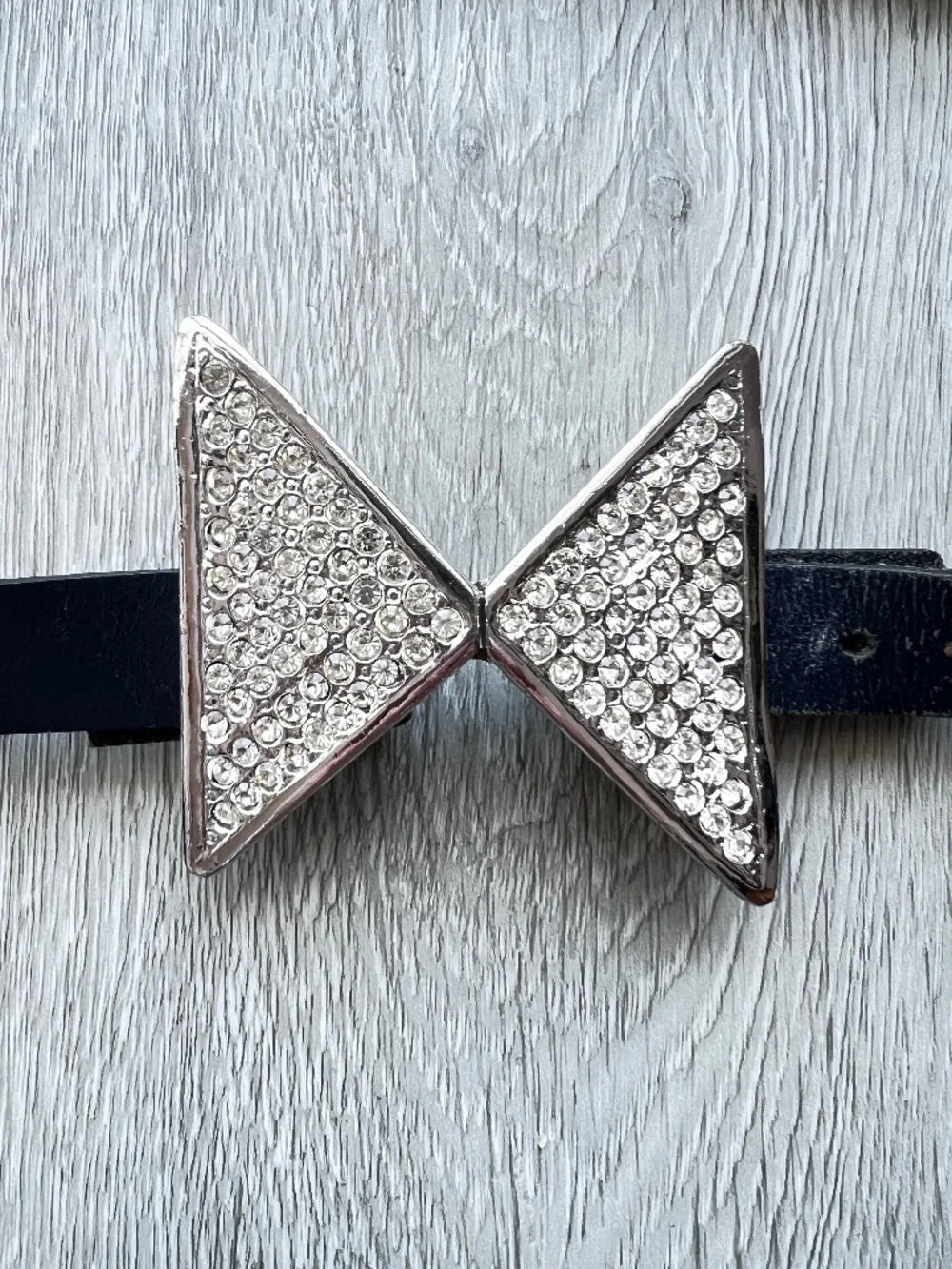 Vintage 80s Geometric Rhinestone Large Belt Buckle Triangles Statement